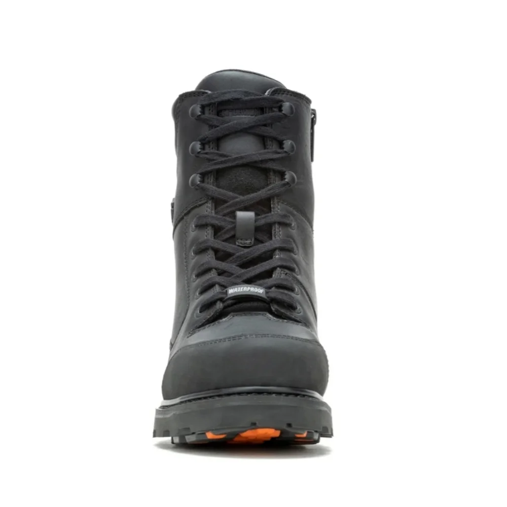 Harley-Davidson Black Men's Lace-Up Side-Zip Boots with Orange Tread Accents